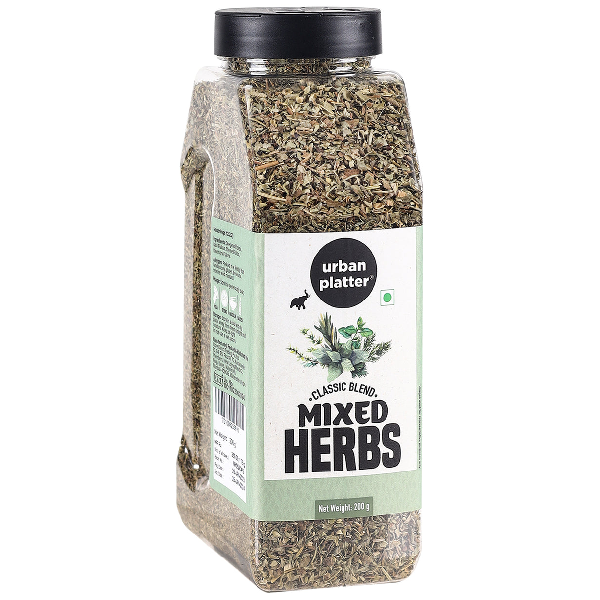 Urban Platter Mixed Herbs Shaker Jar, 200g / 7oz [All Natural, Premium Quality, Seasoning Mix of Oregano, Rosemary, Basil, Thyme]