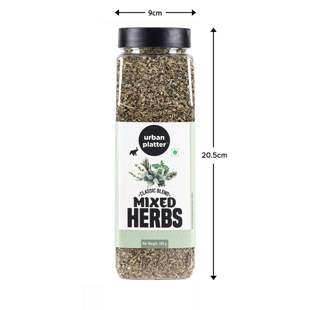 Urban Platter Mixed Herbs Shaker Jar, 200g / 7oz [All Natural, Premium Quality, Seasoning Mix of Oregano, Rosemary, Basil, Thyme]