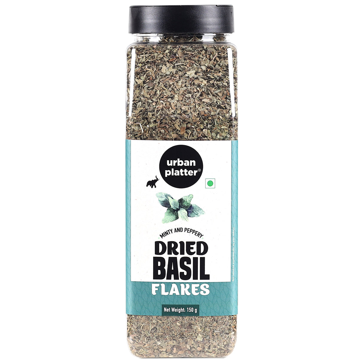 Urban Platter Dried Basil Flakes (Tulasi) Shaker Jar, 150g