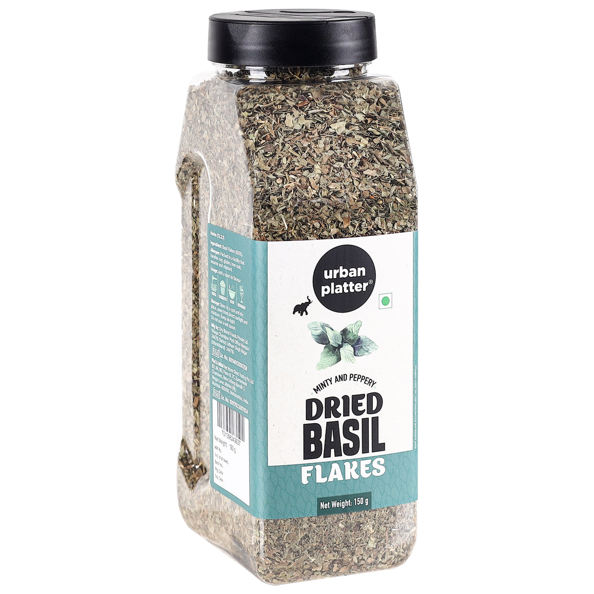 Urban Platter Dried Basil Flakes (Tulasi) Shaker Jar, 150g