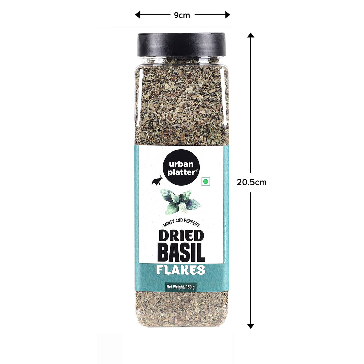 Urban Platter Dried Basil Flakes (Tulasi) Shaker Jar, 150g