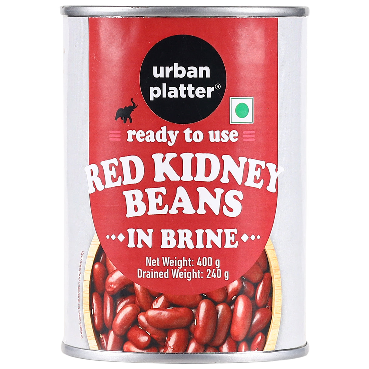 Urban Platter Red Kidney Beans in Brine, 400g (Rajma | Canned | Drained Weight 240g)