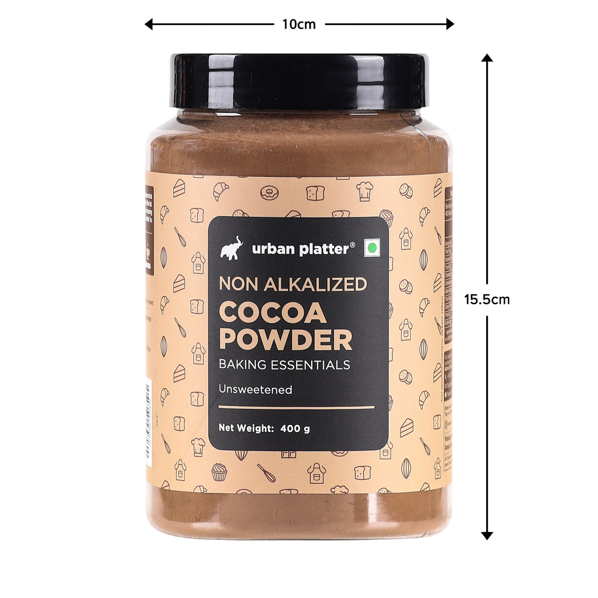 Urban Platter Cocoa Powder, 400g (Unsweetened | Rich Chocolate Flavour | Ideal for Baking, Beverages & Desserts | 100% Pure Cocoa)