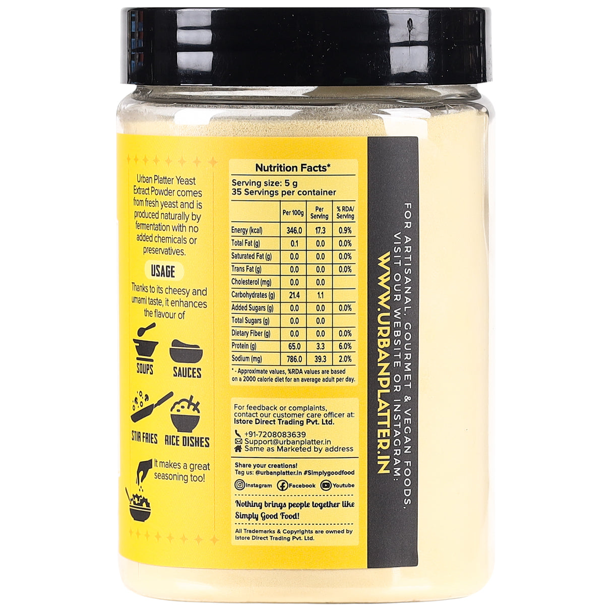 Urban Platter Nutritional Yeast Extract Powder, 175g (Unfortified | Deactivated Yeast Powder | For Consumption as Food)