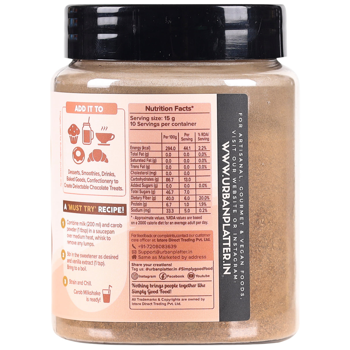 Urban Platter Toasted Carob Powder, 150 g - product image 3
