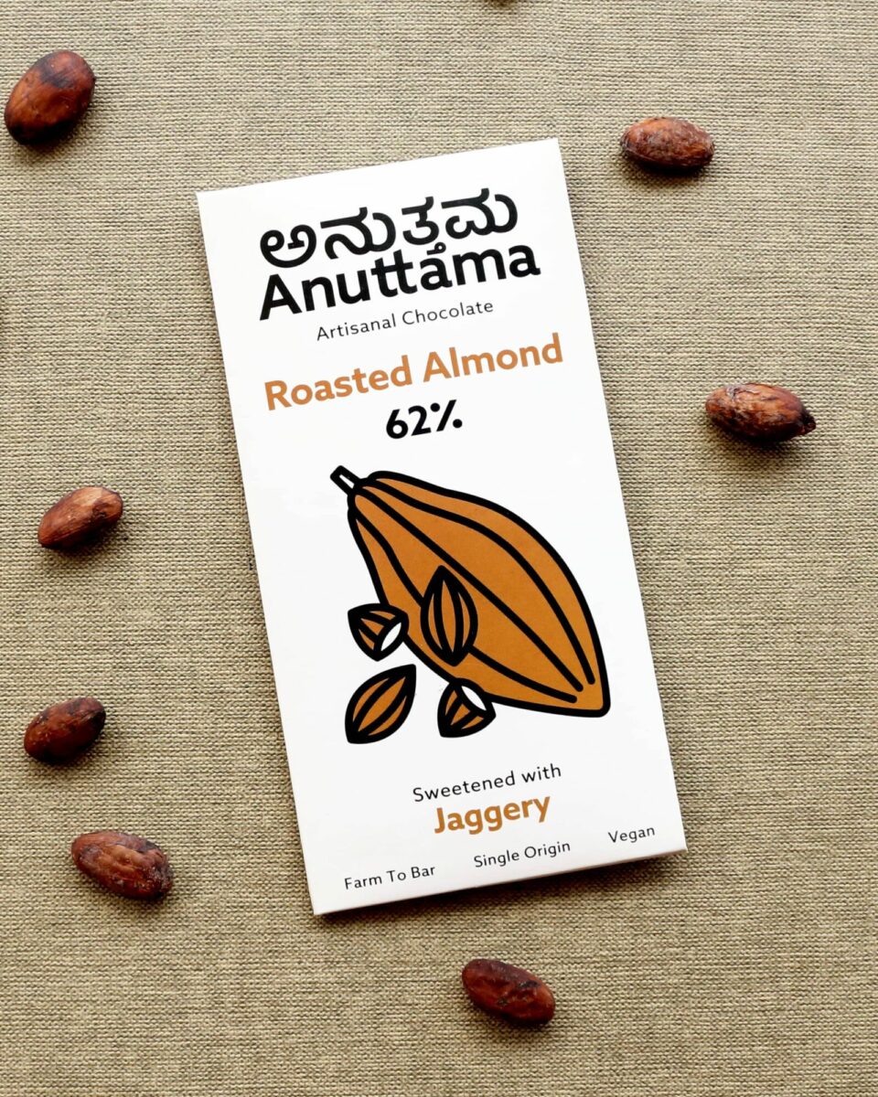 Anuttama 62% Cocoa | Roasted Almond | Sweetened With Jaggery – 50g