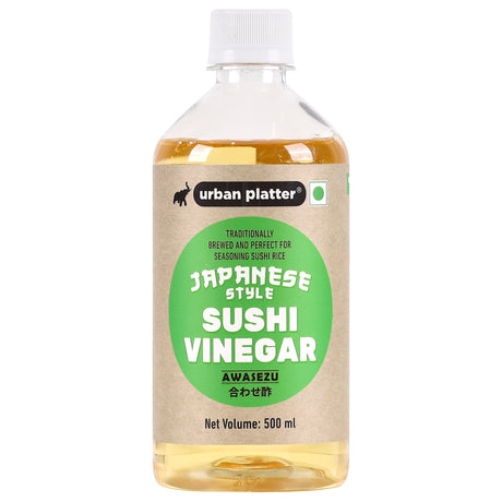Urban Platter Japanese Sushi Rice Vinegar 500 ML, (Awasezu | Pre-Seasoned with Salt and Sugar | Sushi Rice Seasoning) - front pack