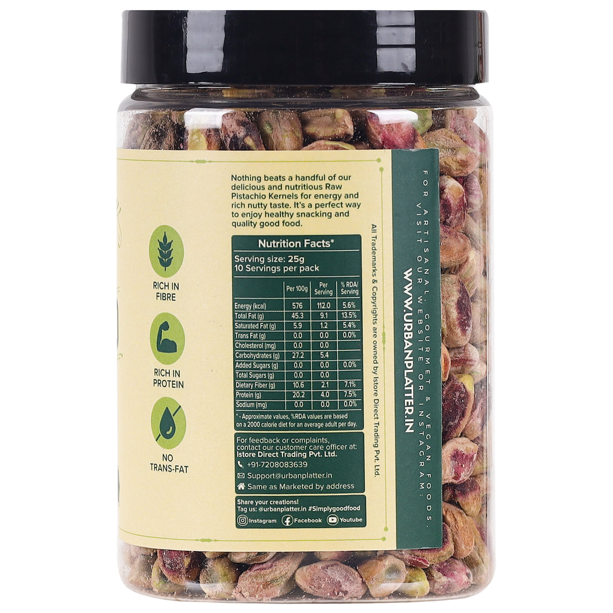 Urban Platter Whole Raw Pistachio (Pista), 250g