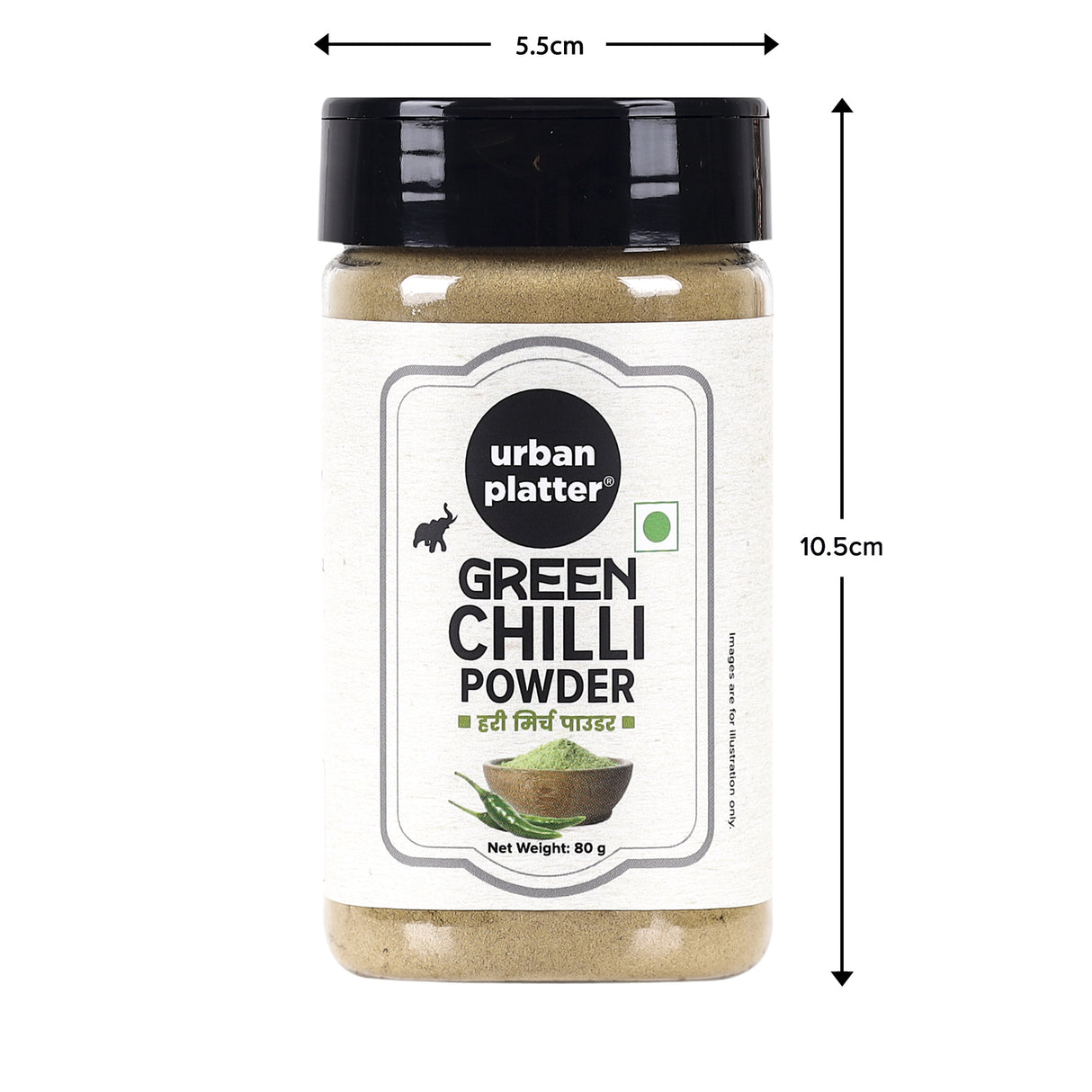 Urban Platter Green Chilli Powder, 80g [Fine ground | Dehydrated | Hari Mirchi]