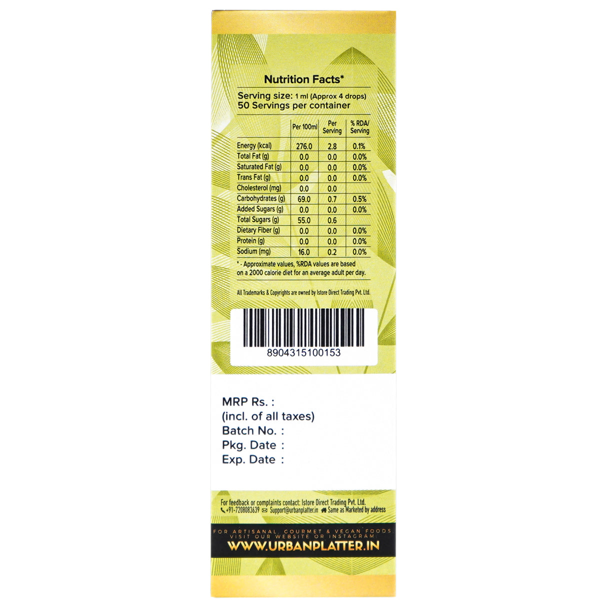Urban Platter Monk Fruit Juice Concentrate, (100% Pure | Non-GMO | Natural Sweetener | Low GI)