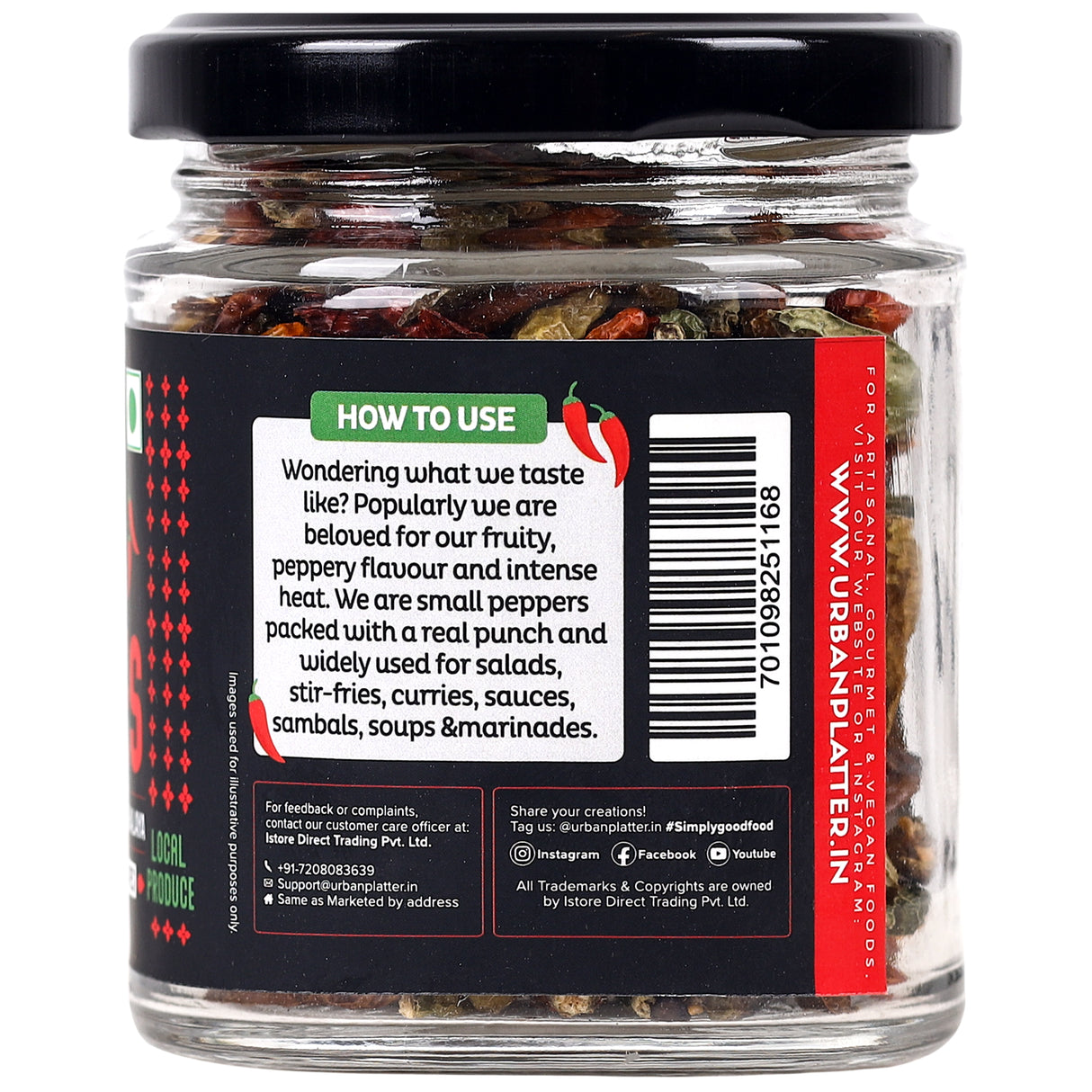 Urban Platter Dried Bird's Eye Chilli, 50g (Spicy, Fiery & Intense| Local produce of Meghalaya)