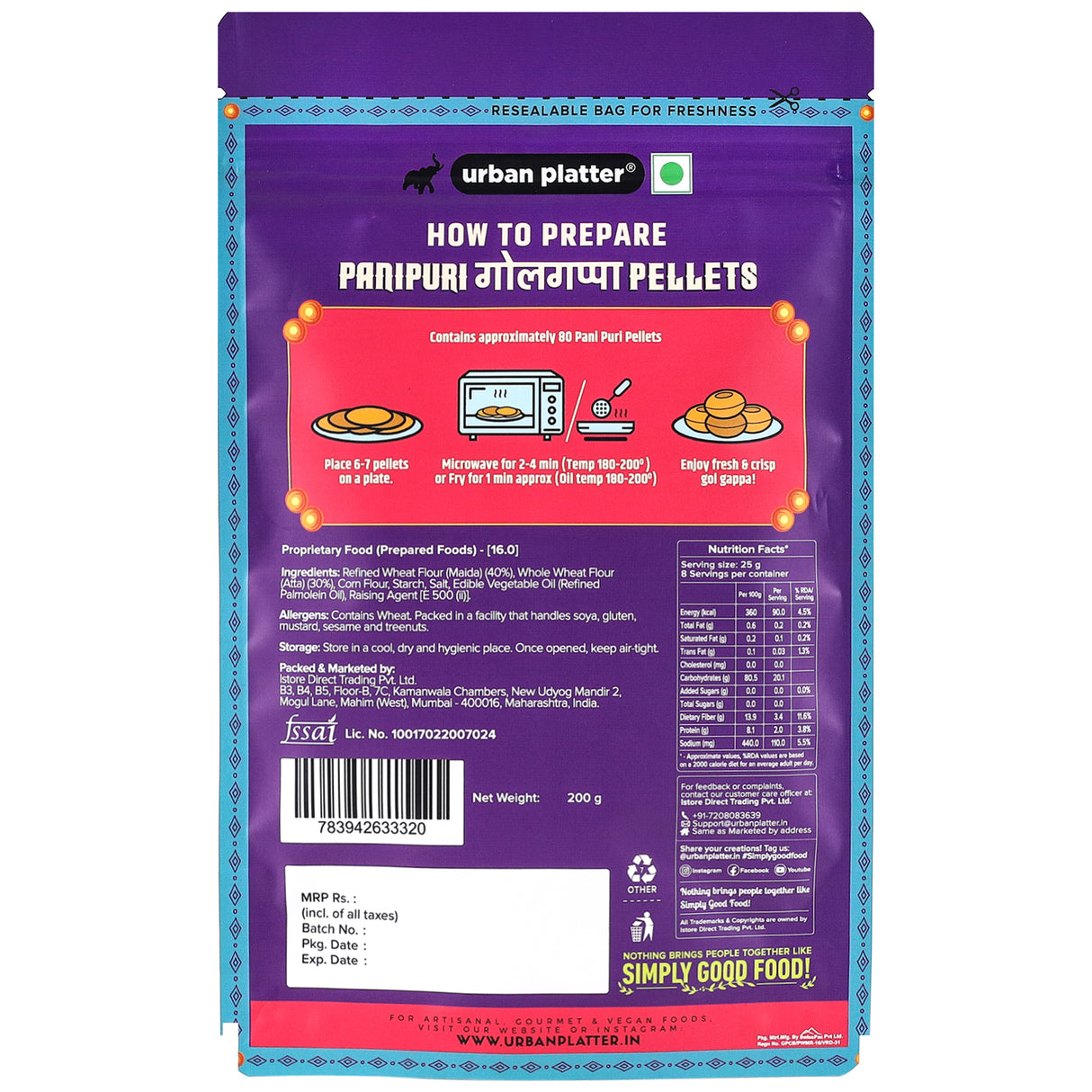 Urban Platter Ready-to-fry Dry Gol Gappa (Pani Puris)