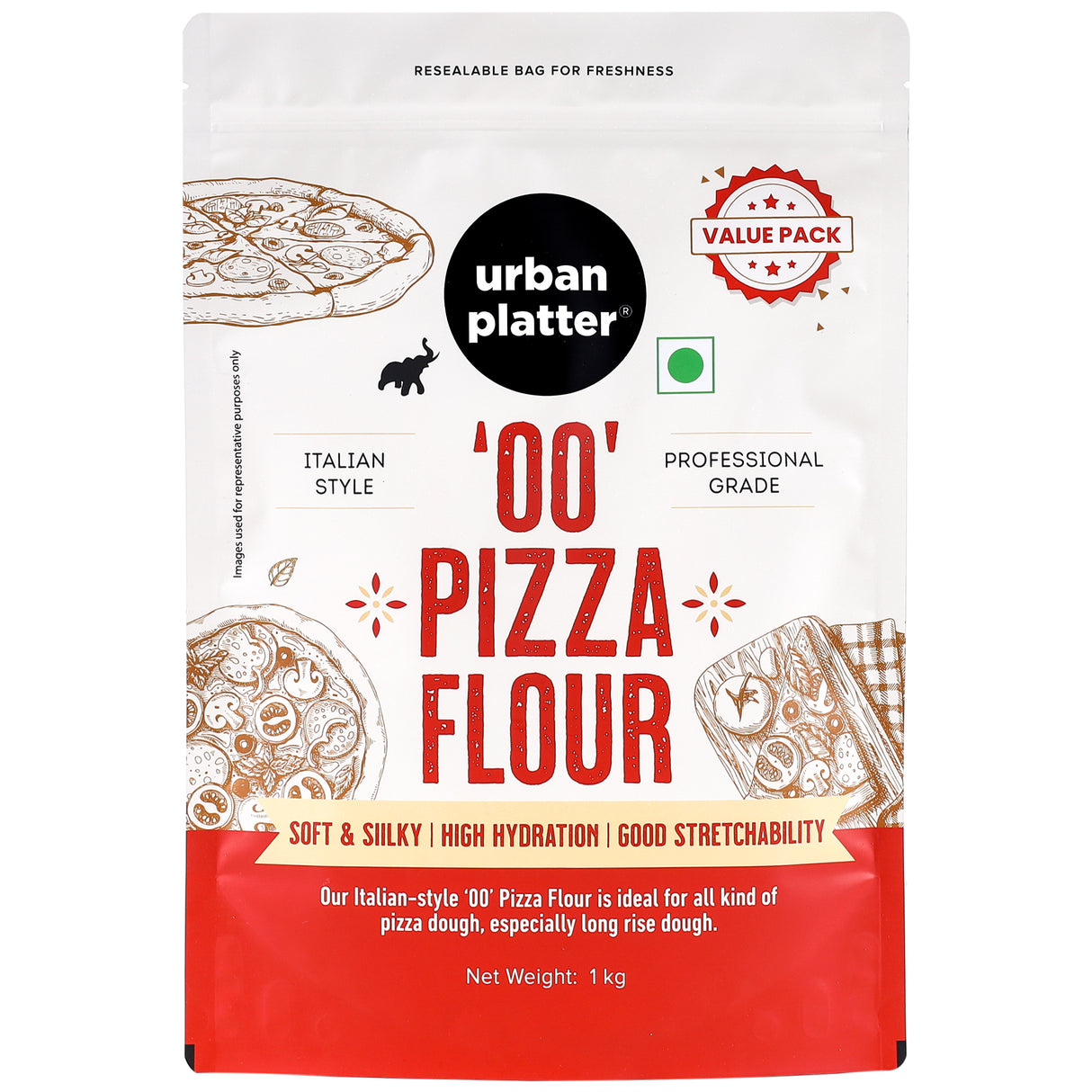 Urban Platter Italian Style '00' Pizza Flour, 1Kg