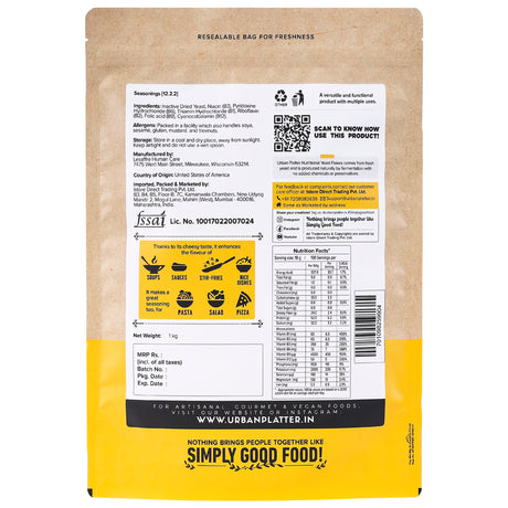Urban Platter Nutritional Yeast Flakes, 1kg (Rich in Vitamin B12, Gluten-Free, Perfectly Plant-Based Nutty and Cheesy Nooch, Savoury Seasoning)