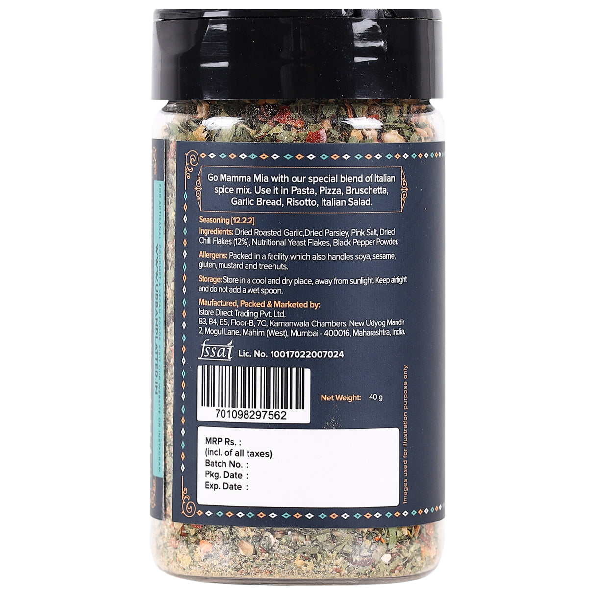 Urban Platter Aglio Olio -E- Peperoncino Spice Mix, 40g (A Classic Spice and Herb Mix for Italian Cuisine)