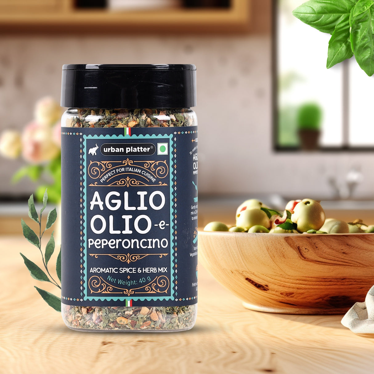 Urban Platter Aglio Olio -E- Peperoncino Spice Mix, 40g (A Classic Spice and Herb Mix for Italian Cuisine)