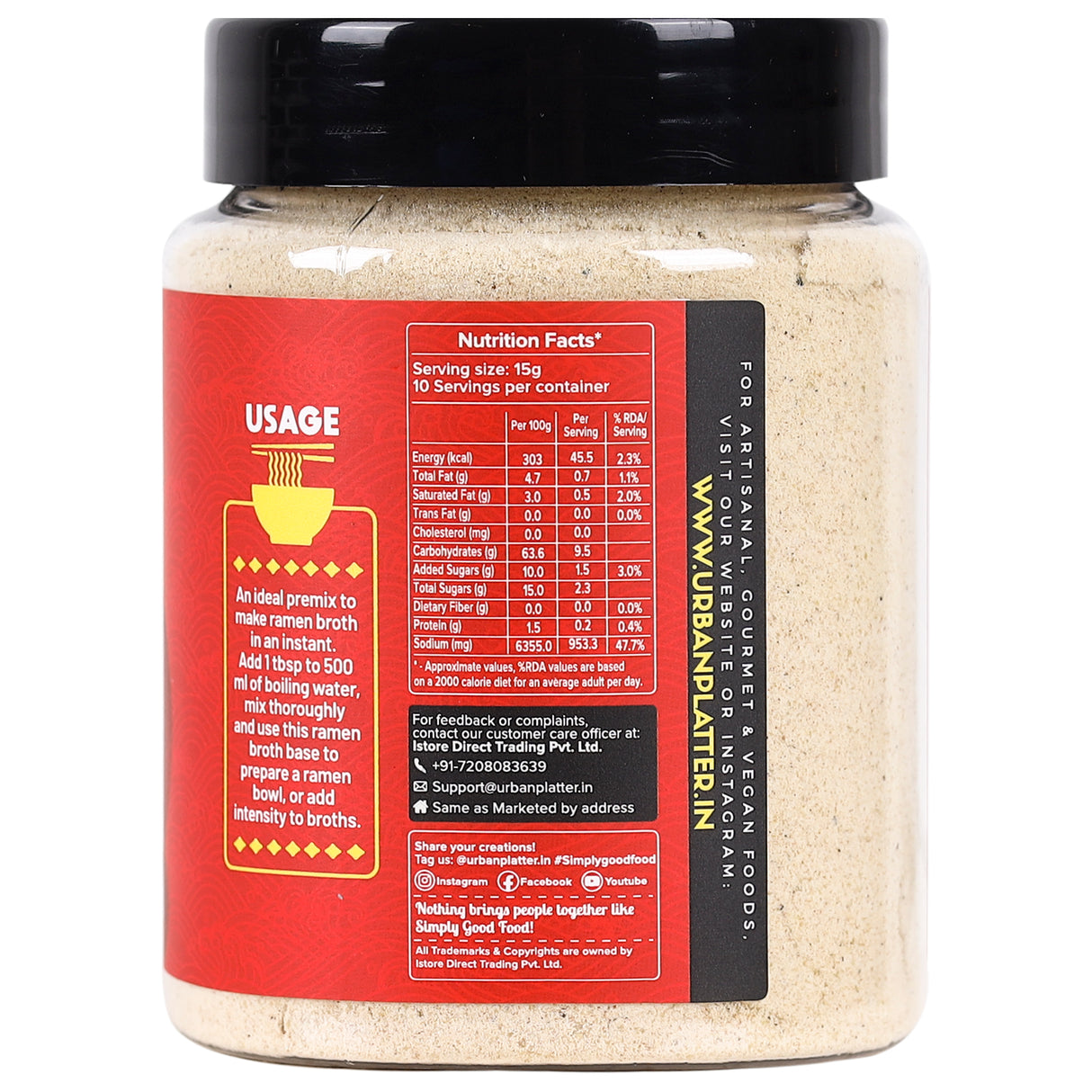 Urban Platter Japanese-Style Ramen Broth Powder, 150g (Plant-Based | Instant Soup Base | MSG-free | Umami-Rich)