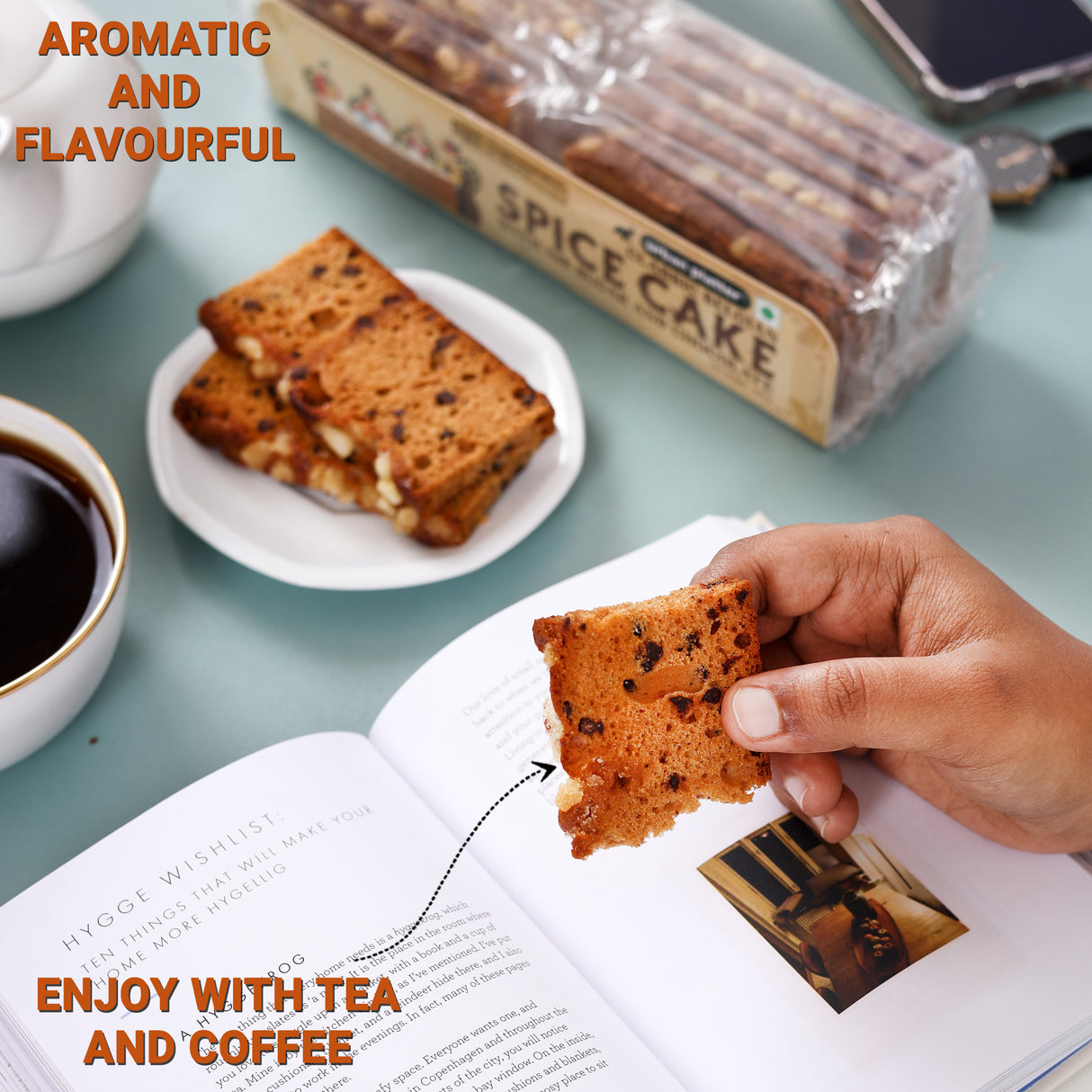 Urban Platter Classic Belgian Tea Cake With Nib Sugar and Chocolate, 240g / 12 Individual Slices of 20g each [Plant Based, Tea Cake, Made with Original Belgian Chocolate, Gourmet Snack, Wonderful Blend of Spices, Eggless]