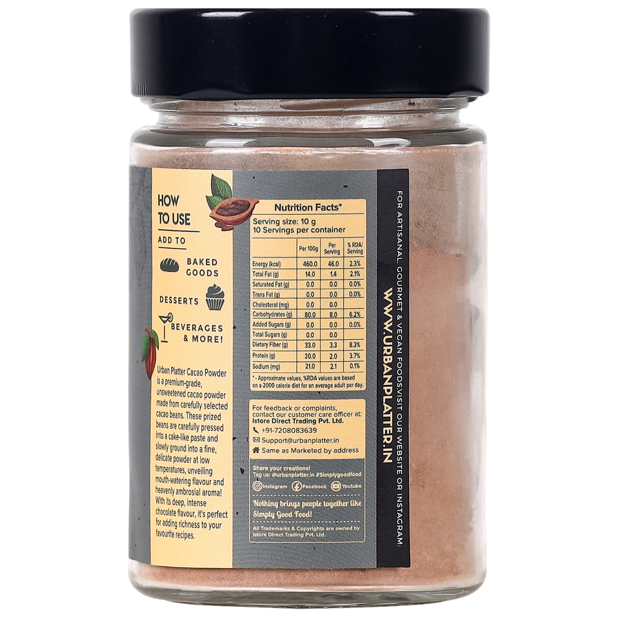 Urban Platter Non-Alkalized Cacao Powder, 100g