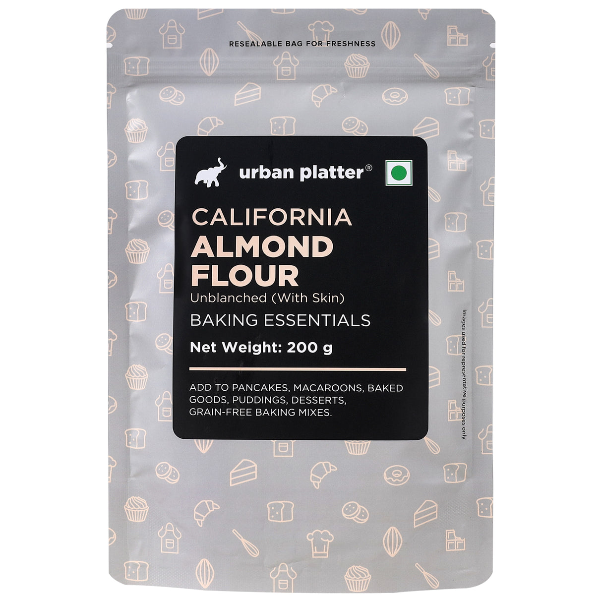 Natural Almond Flour, 200g (Naturally Gluten-free, Low-Carb, Unblanched, Ideal for Baking & Keto Recipes)