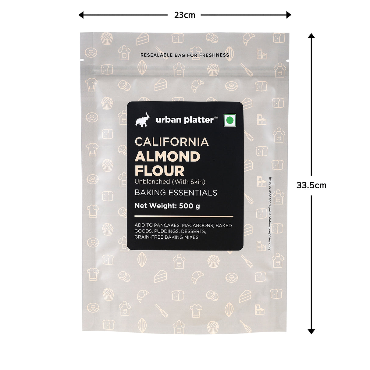 Natural Almond Flour, 500g (Naturally Gluten-free, Low-Carb, Unblanched, Ideal for Baking & Keto Recipes)