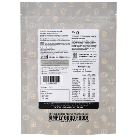 Natural Almond Flour, 500g (Naturally Gluten-free, Low-Carb, Unblanched, Ideal for Baking & Keto Recipes)