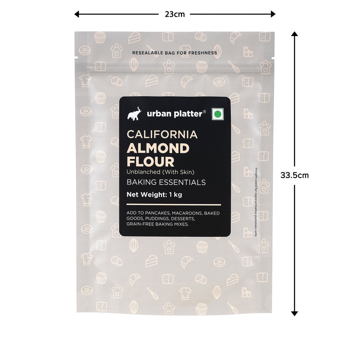 Natural Almond Flour, 1kg (Naturally Gluten-free, Low-Carb, Unblanched, Ideal for Baking & Keto Recipes)