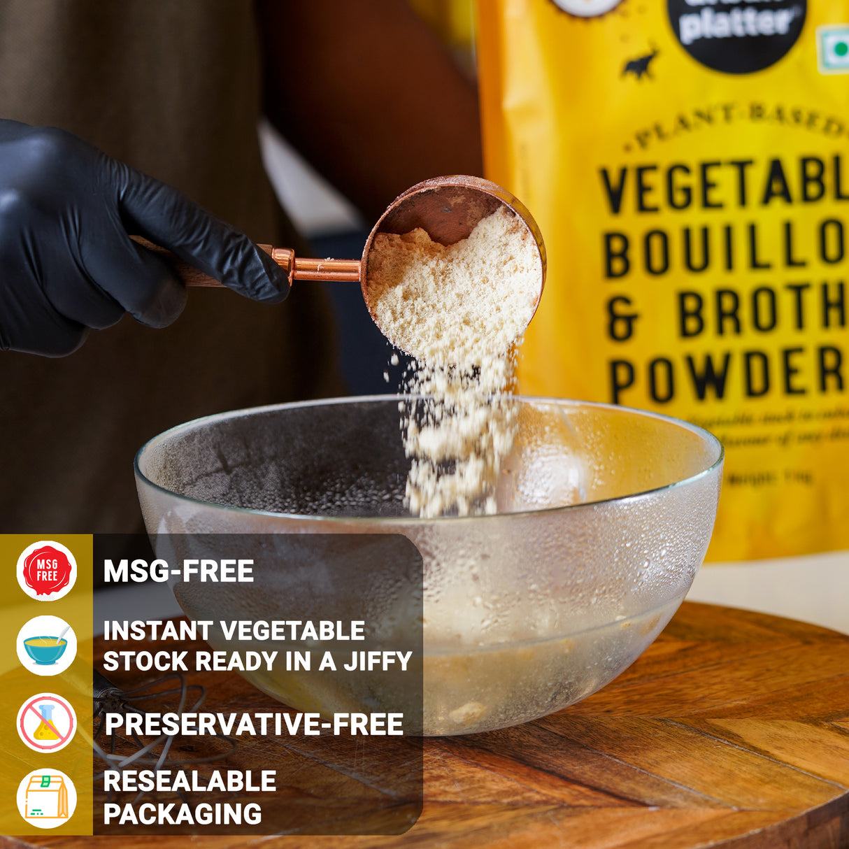 Urban Platter Vegetable Bouillon & Broth Powder (Plant-Based | Instant Vegetable Stock | MSG-free | Umami-Rich)