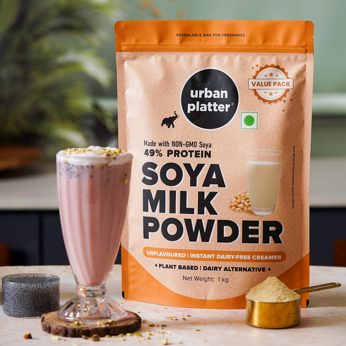 Urban Platter Soy Milk Powder, (Dairy-Free Creamer | Instant | High-Protein | Unflavoured | Unsweetened)