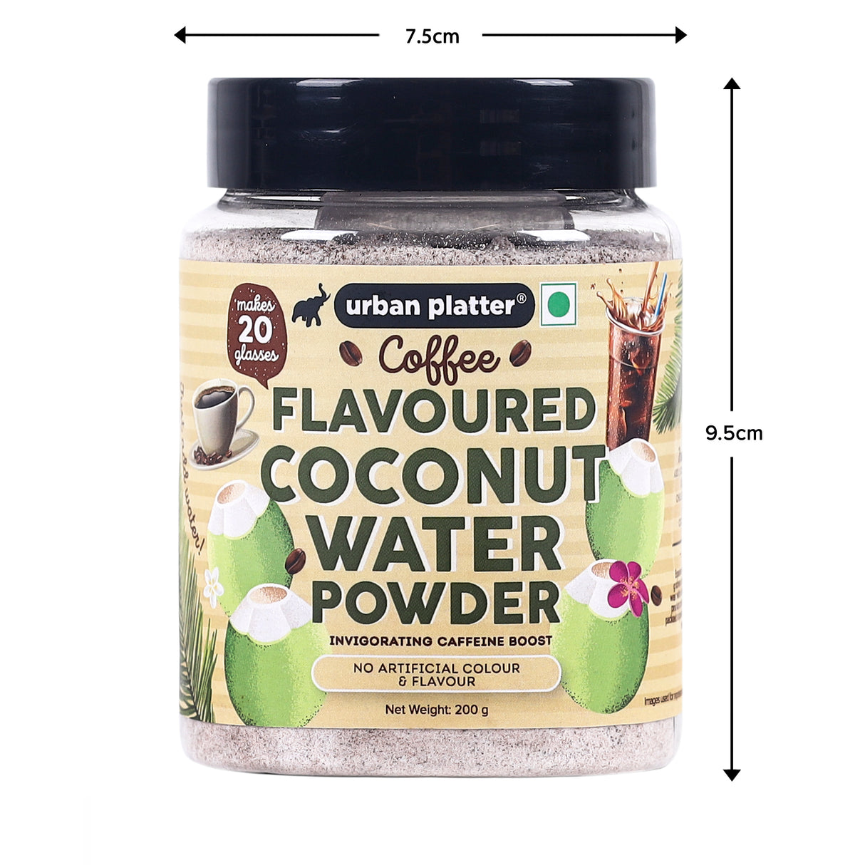 Urban Platter Coffee Flavoured Coconut Water Powder, 200g (Invigorating Caffeine Boost | Hydrating and Refreshing | Just add water | Makes 20 glasses)