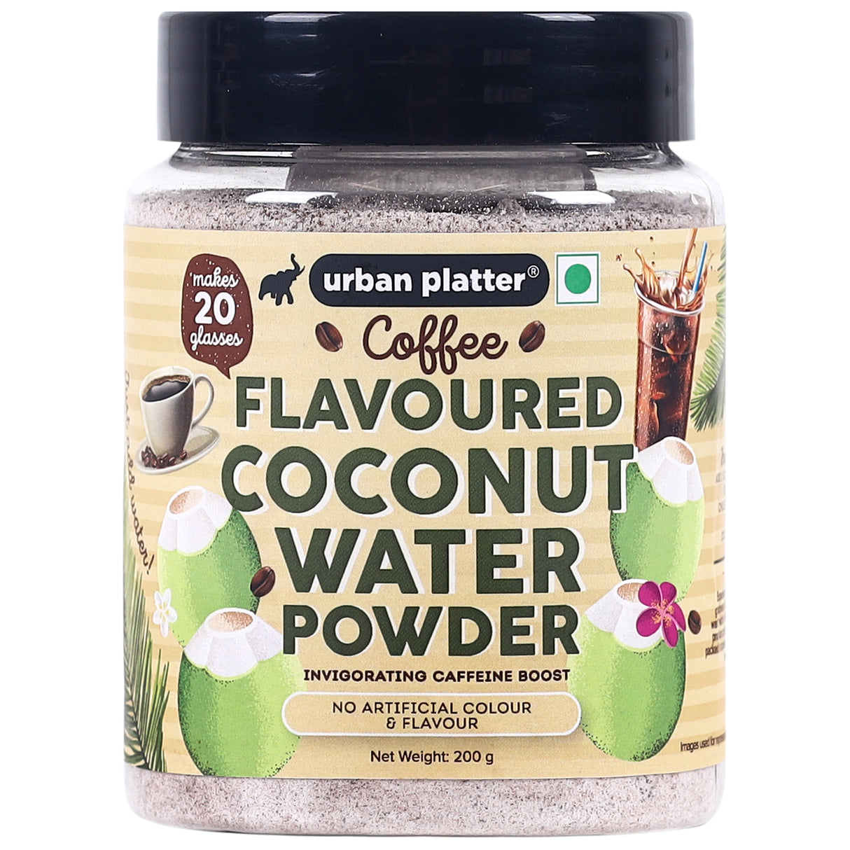 Urban Platter Coffee Flavoured Coconut Water Powder, 200g (Invigorating Caffeine Boost | Hydrating and Refreshing | Just add water | Makes 20 glasses)