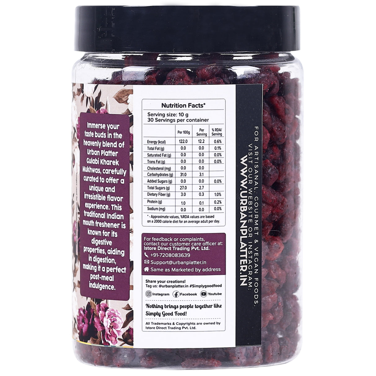 Urban Platter Gulabi Kharek Mukhwas, 300g / 10.58oz [Mouth Freshener, Digestive, After-Meal Snack]