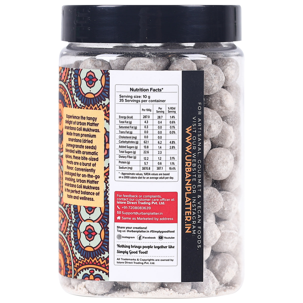 Urban Platter Digestive Anardana Goli Mukhwas, 350g [Mouth Freshener, Digestive, After-Meal Snack]