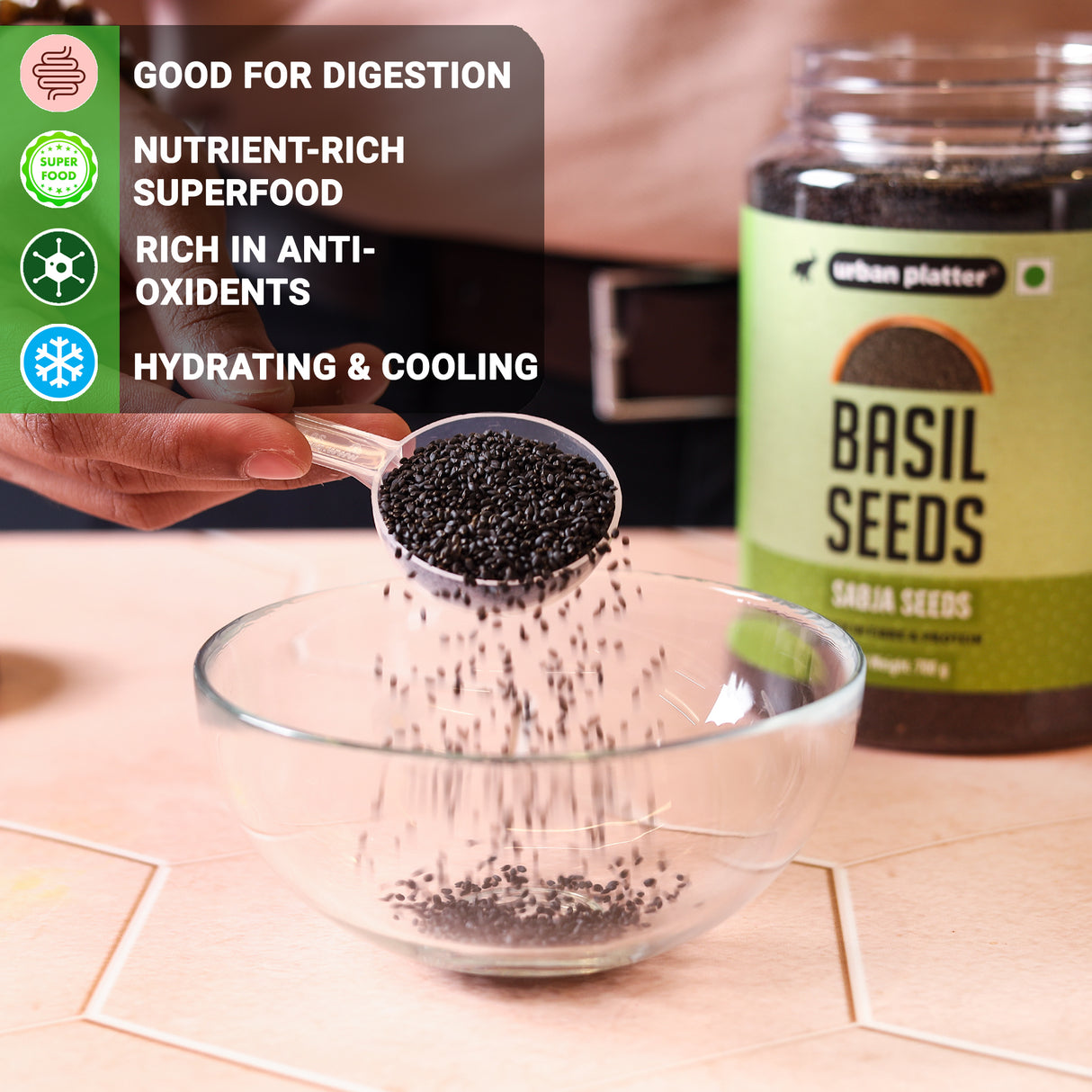 Urban Platter Basil Seeds (Sabja) Jar, 700g