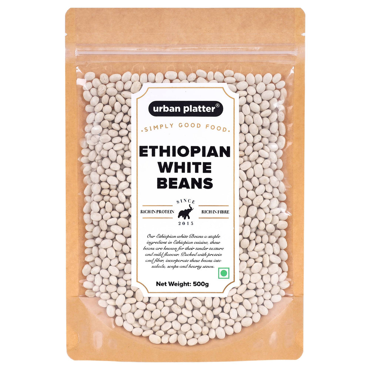 Urban Platter Ethiopian White Beans, 500g [Rich in Fibre | High Protein | White Peas or Haricot | Make Baked Beans]