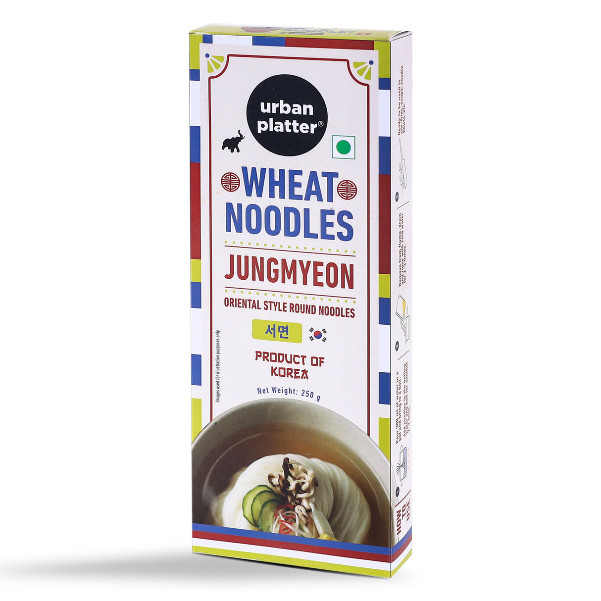 Urban Platter Jungmyeon Wheat Noodles, 250g (Round Korean Noodles, Chewy texture, Oriental Style, Product of Korea)