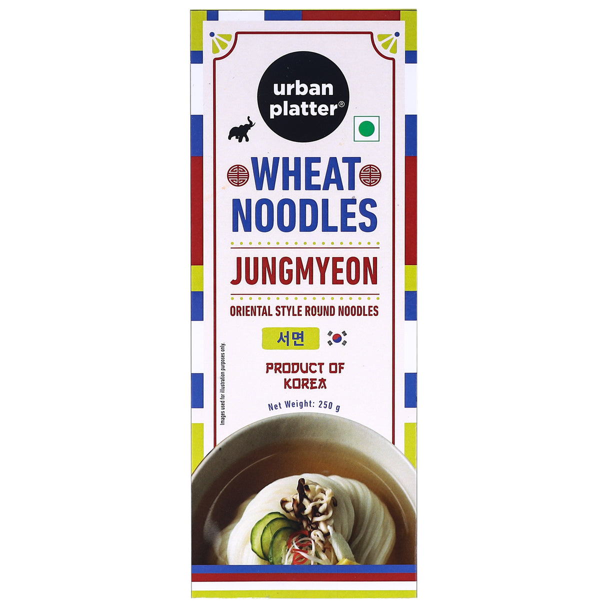 Urban Platter Jungmyeon Wheat Noodles, 250g (Round Korean Noodles, Chewy texture, Oriental Style, Product of Korea)