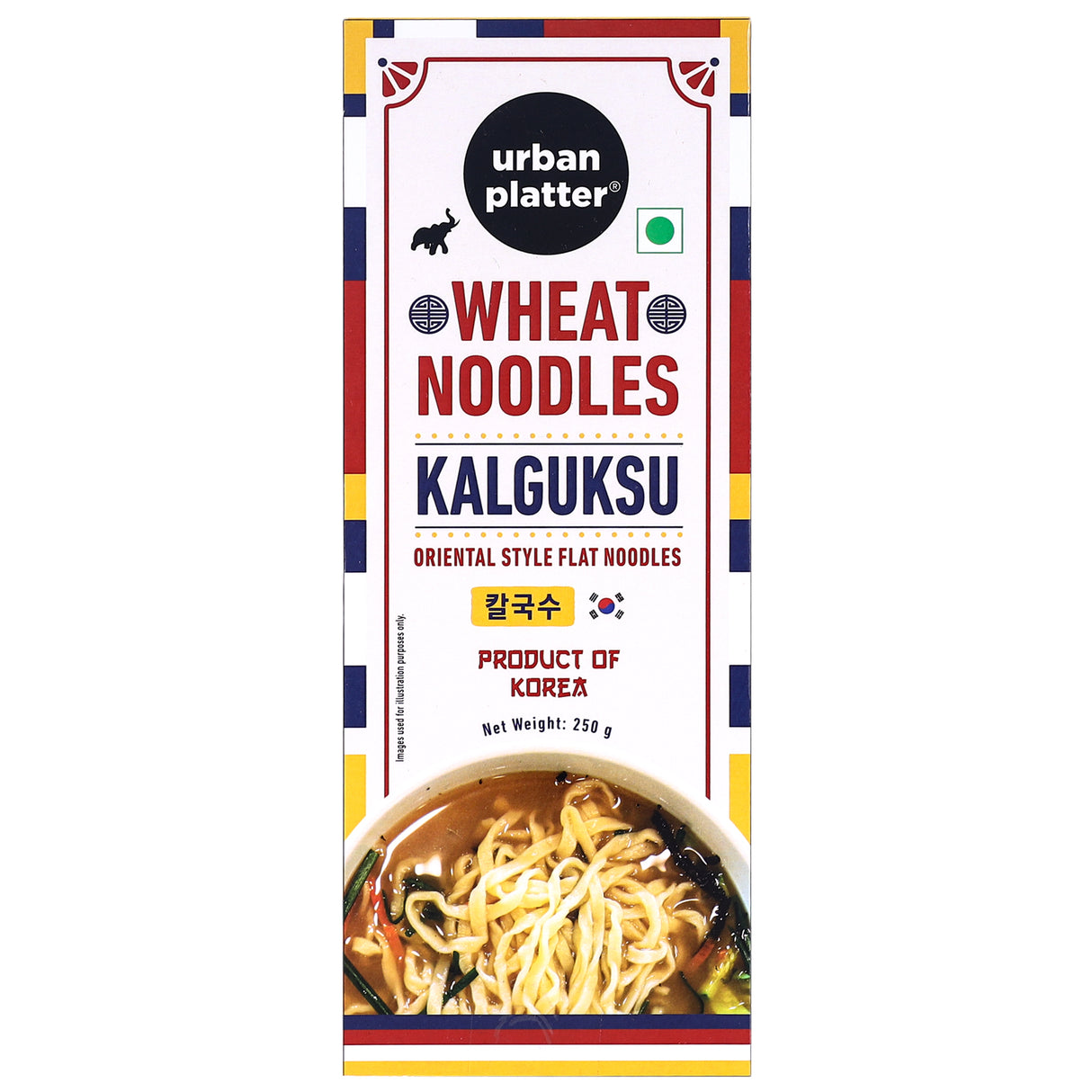 Urban Platter Kalguksu Wheat Noodles, 250g (Flat Korean Noodles, Chewy texture, Oriental Style, Product of Korea)