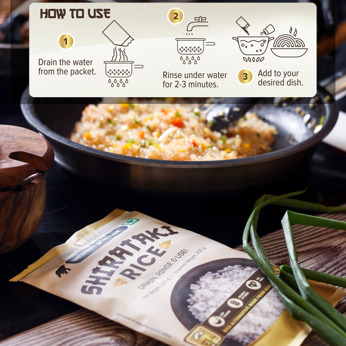 Shirataki Short-Grain Rice, 220g, Pack of 3 (Ultra Low-carb, Low-calorie, Keto-friendly, Fat-free, Gluten-free Alternative to Rice)