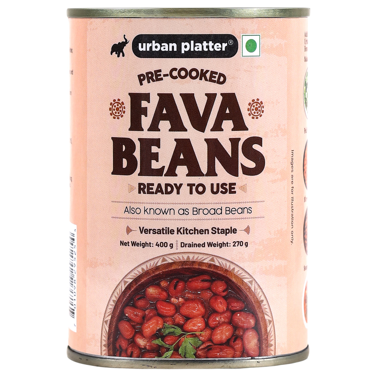 Urban Platter Canned Fava Beans, 400g (Ready to use, Cooked Fava Beans, Broad Beans, Middle Eastern Staple, Foul Medammas)