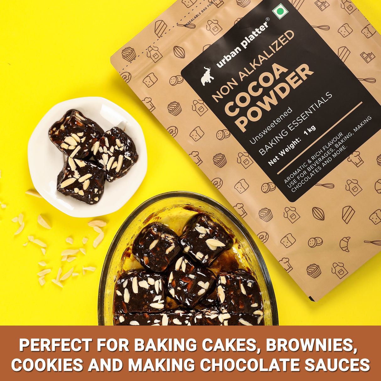 Urban Platter Natural Unsweetened Non Alkalized Cocoa Powder, 1Kg