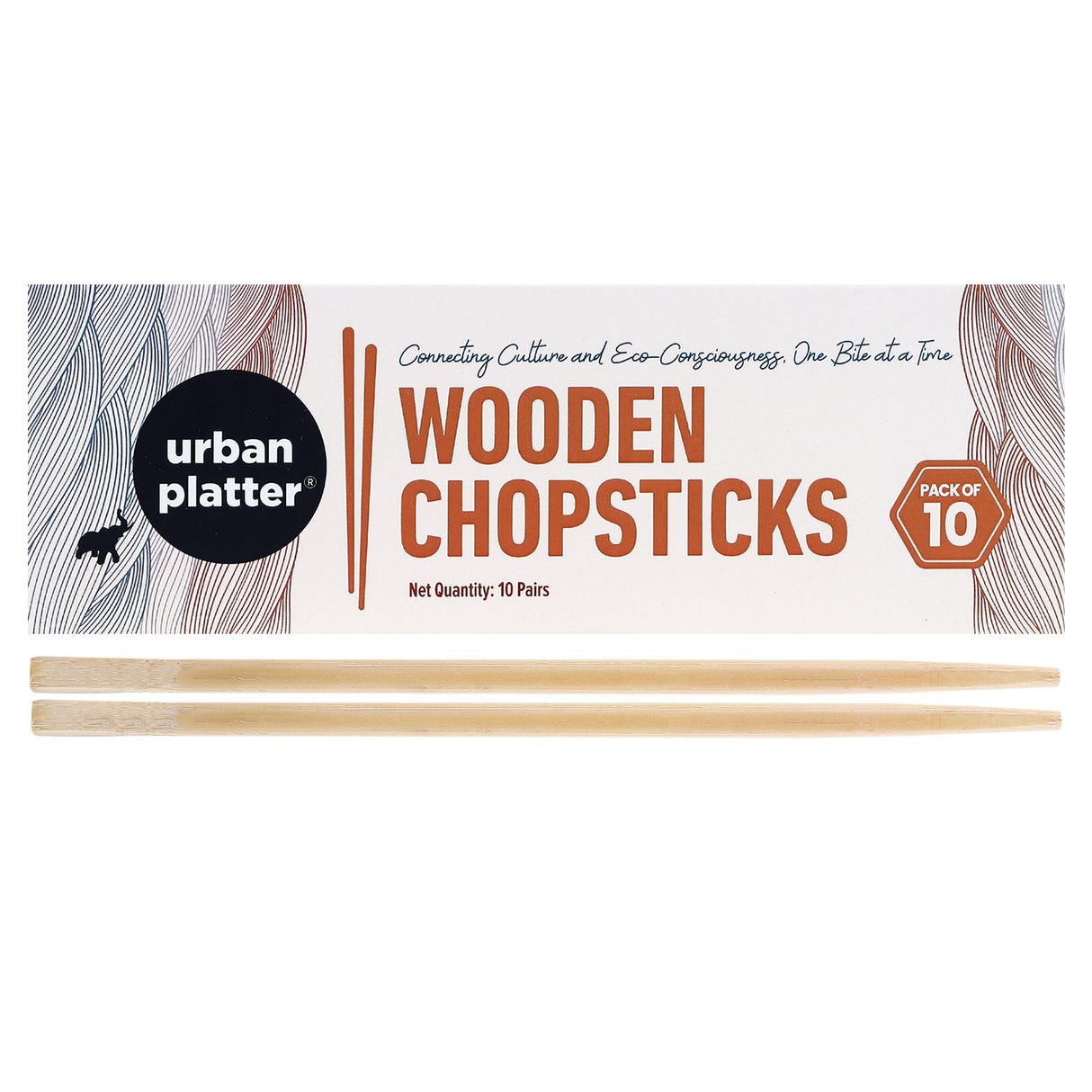 Urban Platter Wooden Chopsticks [Pack of 10] (Pairs Individually, Asian Culinary experience, Ideal for Picnics or on-the-go dining)