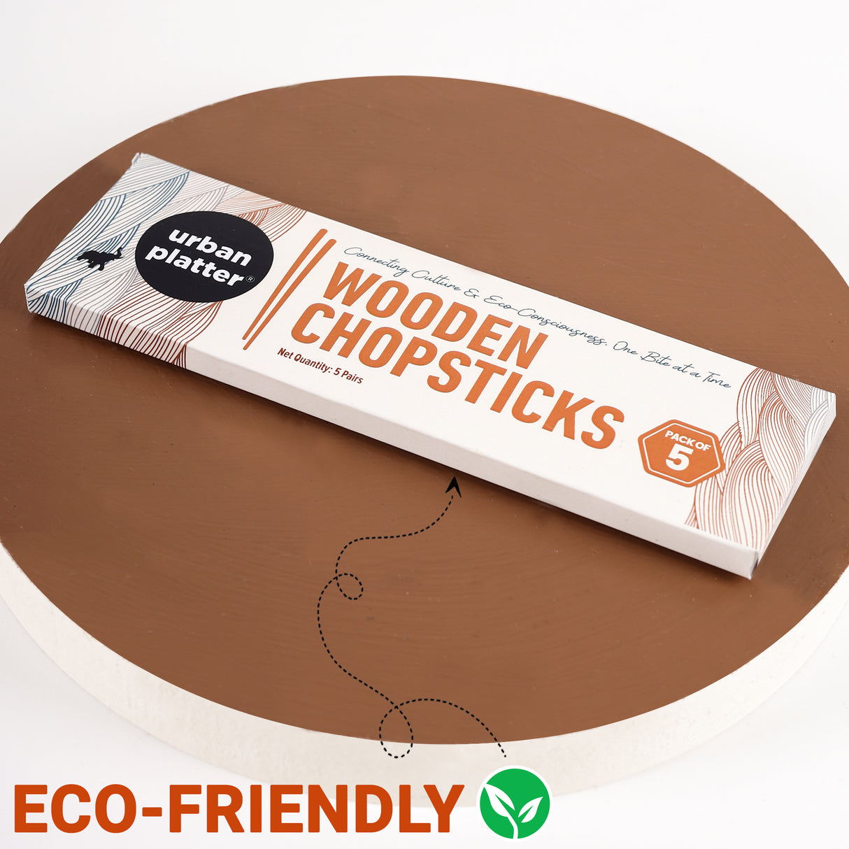 Urban Platter Wooden Chopsticks [Pack of 5] (Pairs Individually, Asian Culinary experience, Ideal for Picnics or on-the-go dining.)