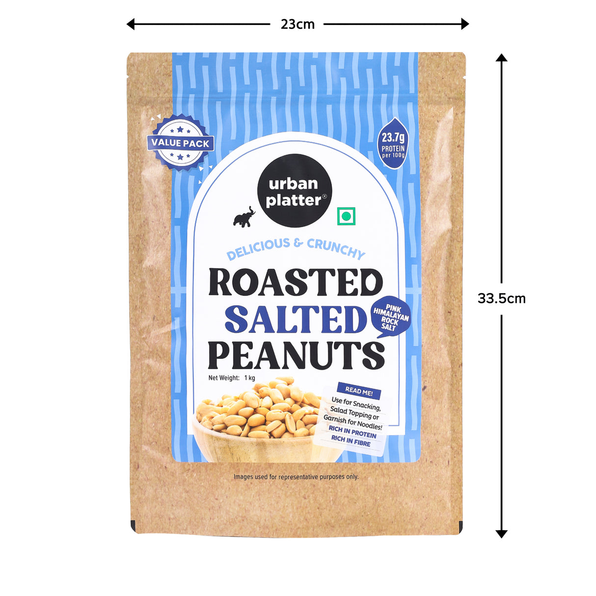 Urban Platter Roasted Salted Peanuts, 1Kg [Grade A Peanuts, Groundnut, Singdana, Skin Removed, Vacuum Packed, Fresh, Product of Bharuch]