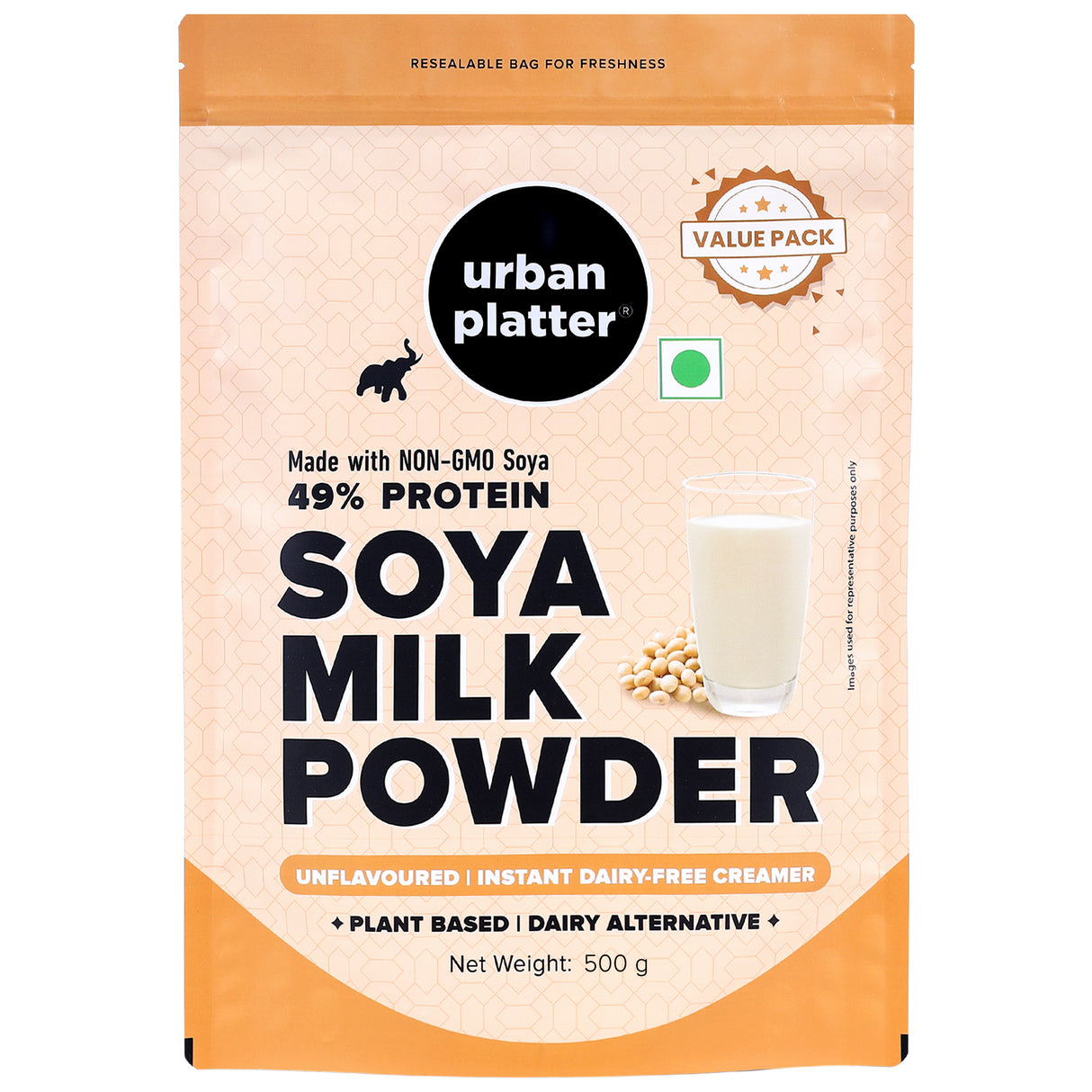 Urban Platter Soya Milk Powder,  [Plant-Based / Milk Alternative, Non-GMO & 49% Protein]