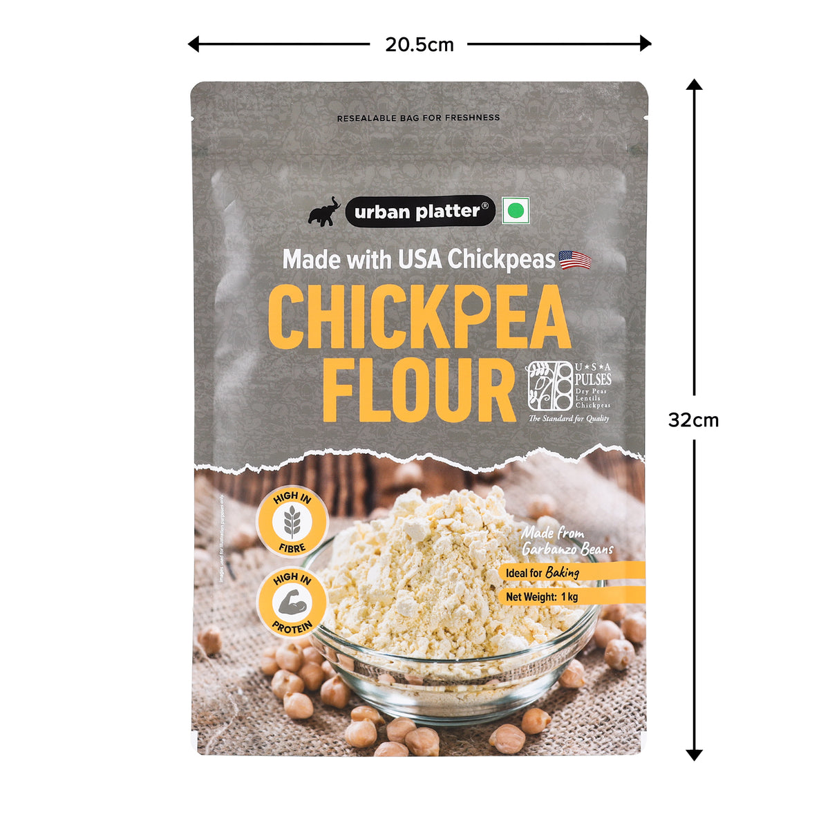 Urban Platter USA Chickpeas Flour, 1Kg (High in Fibre & Protein| Ideal for Baking | Gluten-Free)