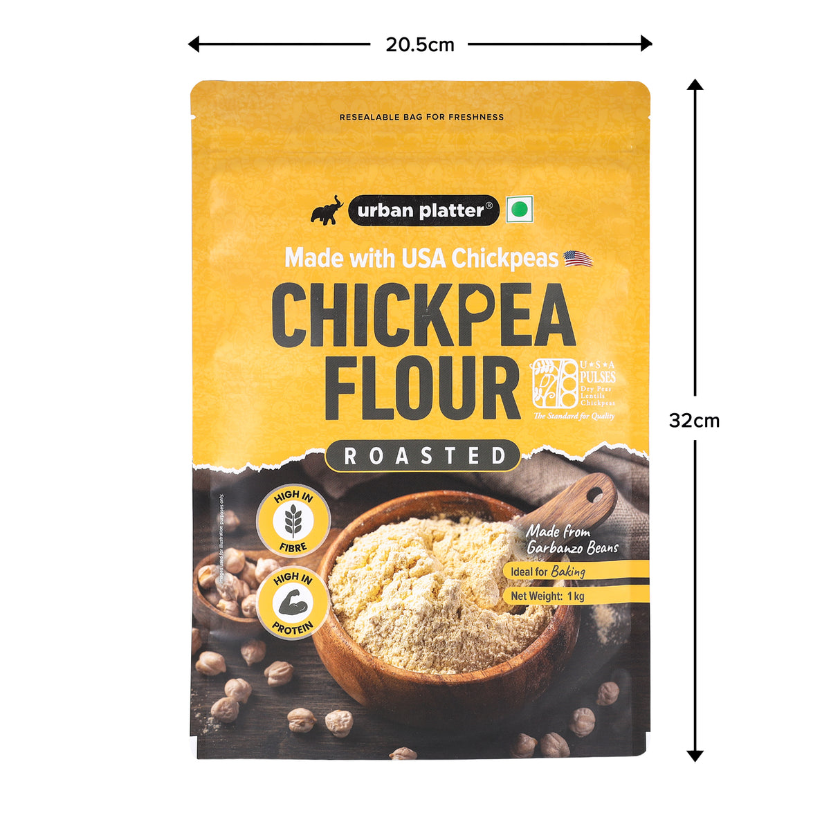 USA Roasted Chickpeas Flour, 1Kg (Besan, High in Fiber & Protein, Ideal for Baking, Gluten-free)