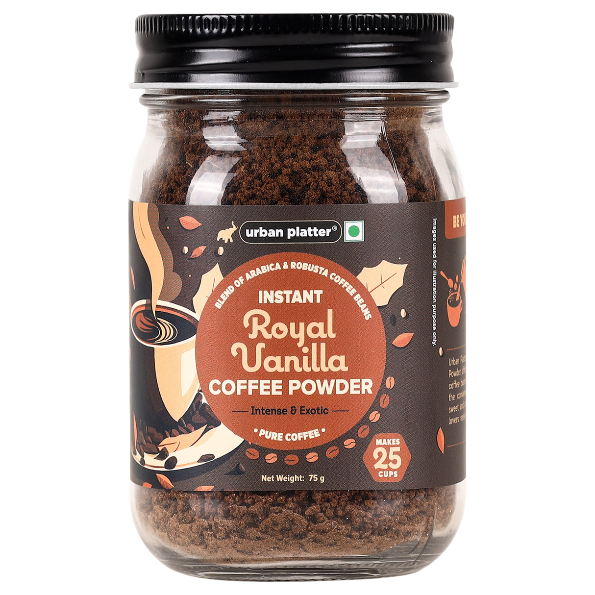 Urban Platter Instant Royal Vanilla Coffee Powder, 75g (Flavoured Instant Coffee | Blend of Robusta and Arabica Beans | Makes 25 Cups | Caramel Flavour)