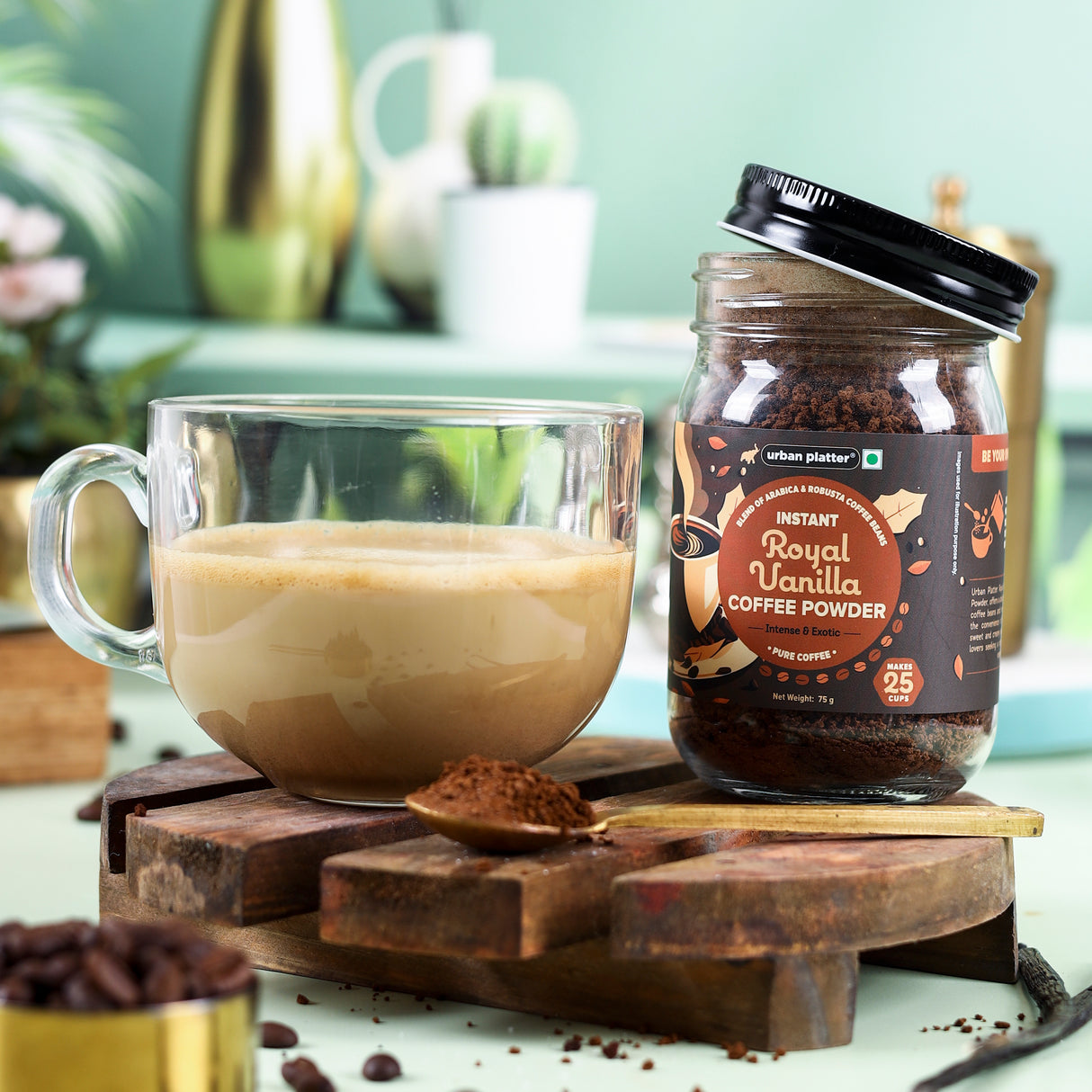 Urban Platter Instant Royal Vanilla Coffee Powder, 75g (Flavoured Instant Coffee | Blend of Robusta and Arabica Beans | Makes 25 Cups | Caramel Flavour)