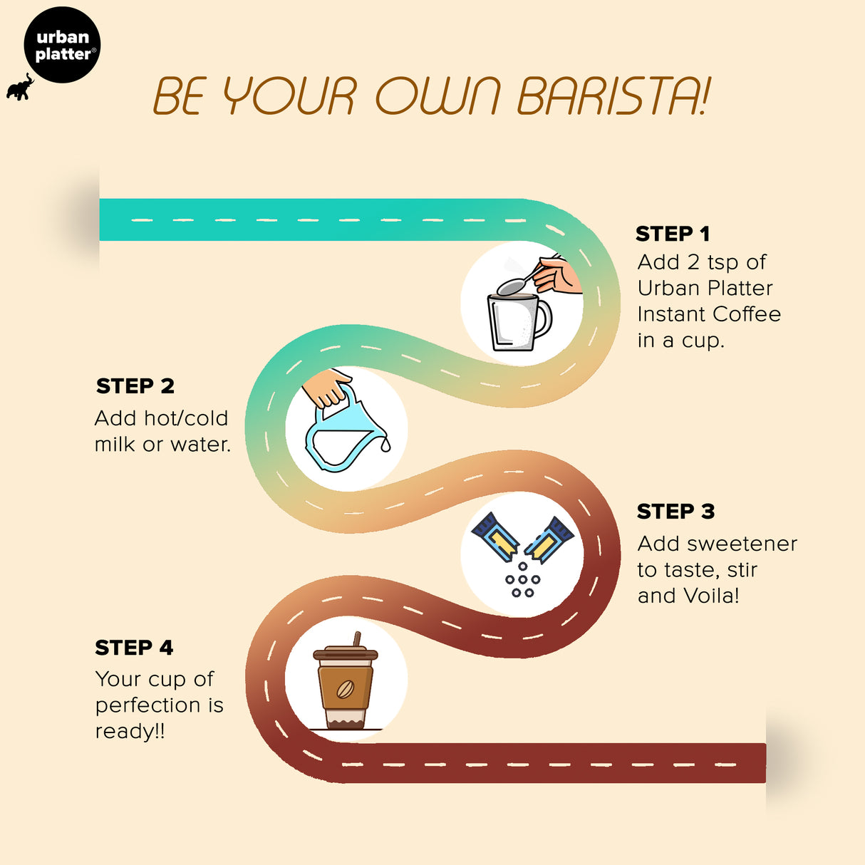 Urban Platter Instant Royal Vanilla Coffee Powder, 75g (Flavoured Instant Coffee | Blend of Robusta and Arabica Beans | Makes 25 Cups | Caramel Flavour)